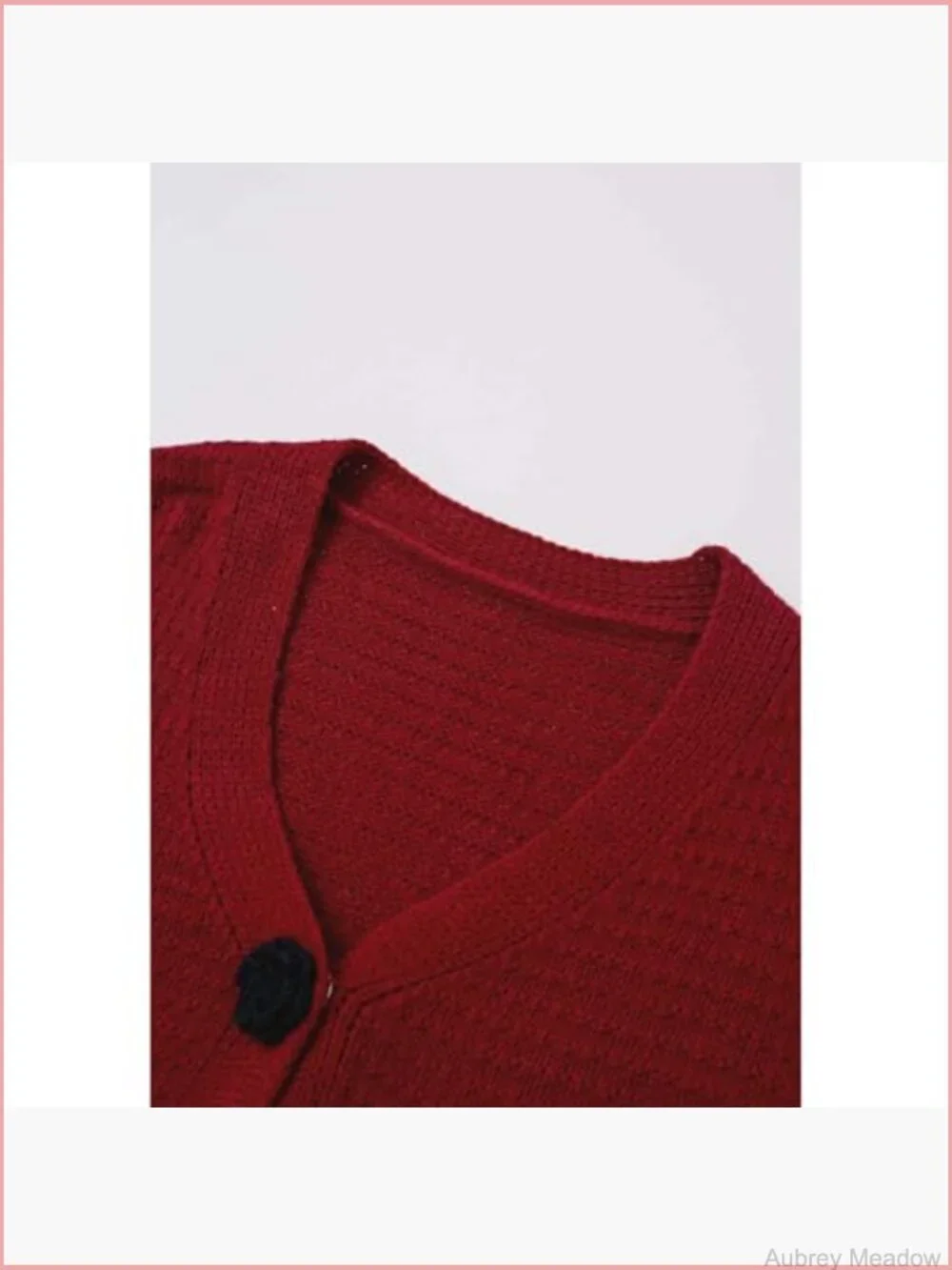 Open Front Rose Buttoned Crop Knit Cardigan V Neck Long Sleeve Casual Sweater